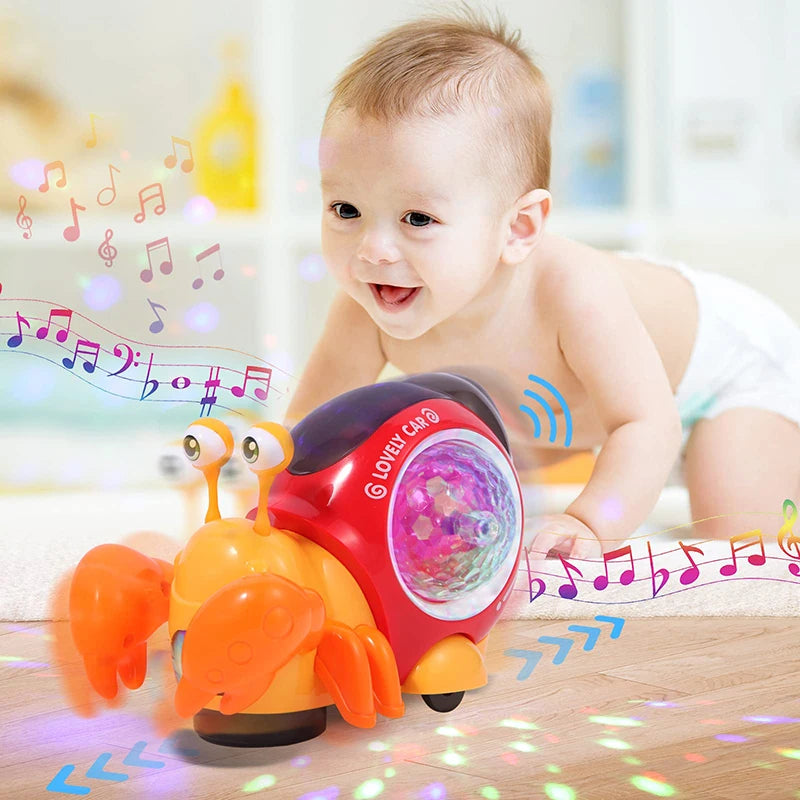 Crawling Crab & Snail Toy – Musical Light-Up Tummy Time Toy for Babies & Toddlers
