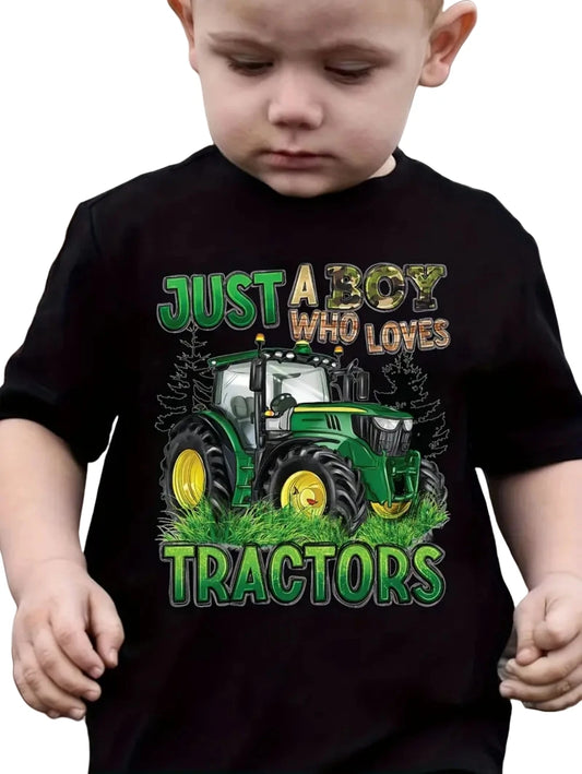 Just a Boy Who Loves Cars Boys’ T-Shirt – Classic Car Print Summer Casual Short Sleeve Top