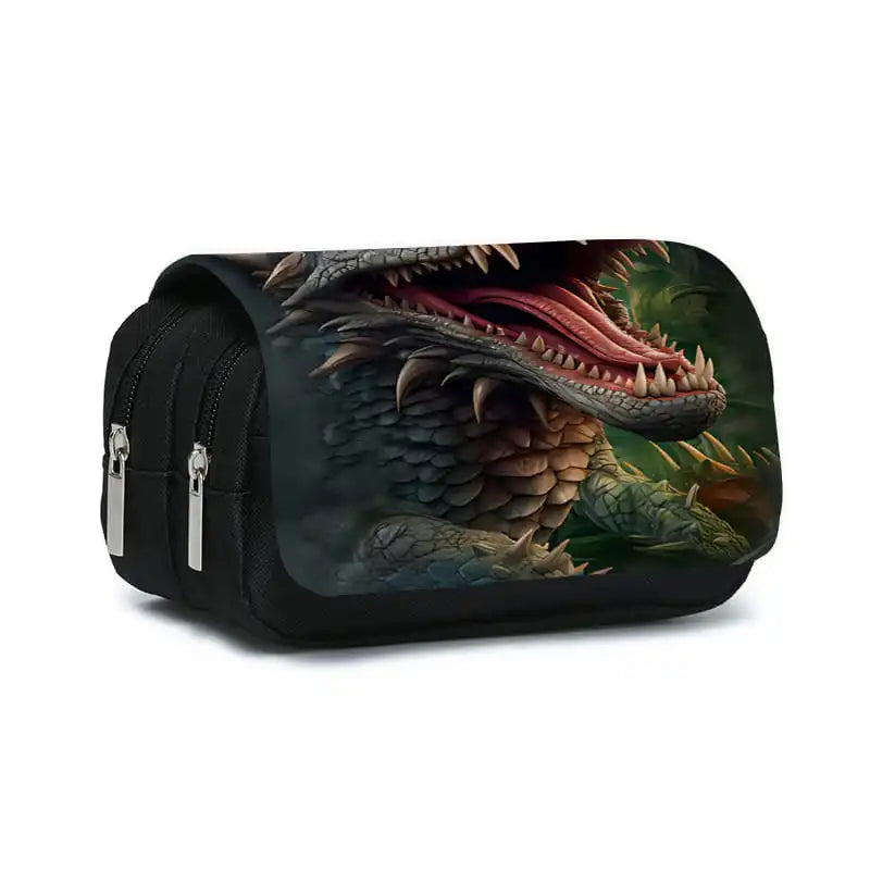 3D Dinosaur Pencil Case – Double-Layer Flip Pen Pouch for Kids
