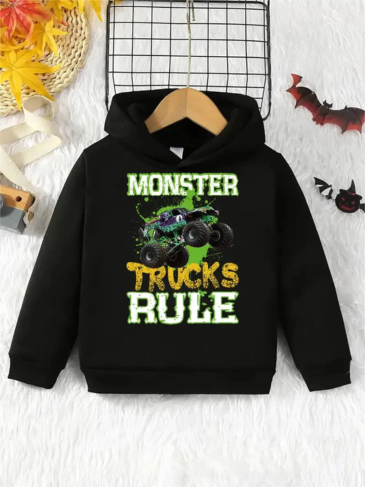 Monster Trucks Rule Boys casual long-sleeved hoodie, boys blazer, kids outdoor