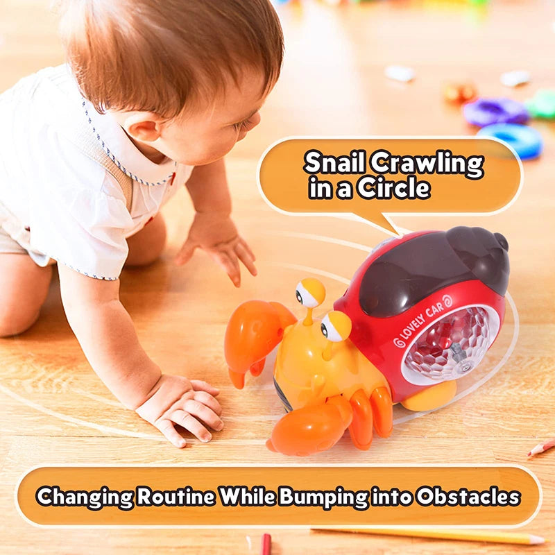 Crawling Crab & Snail Toy – Musical Light-Up Tummy Time Toy for Babies & Toddlers