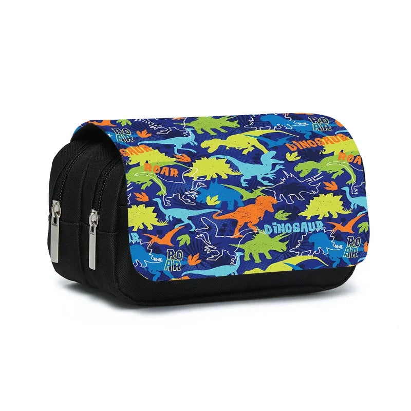 3D Dinosaur Pencil Case – Double-Layer Flip Pen Pouch for Kids