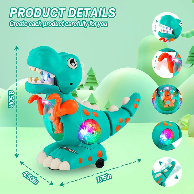 Light-Up Crawling Dinosaur Baby Toy – Musical Montessori Sensory Toy for Tummy Time & Gifts