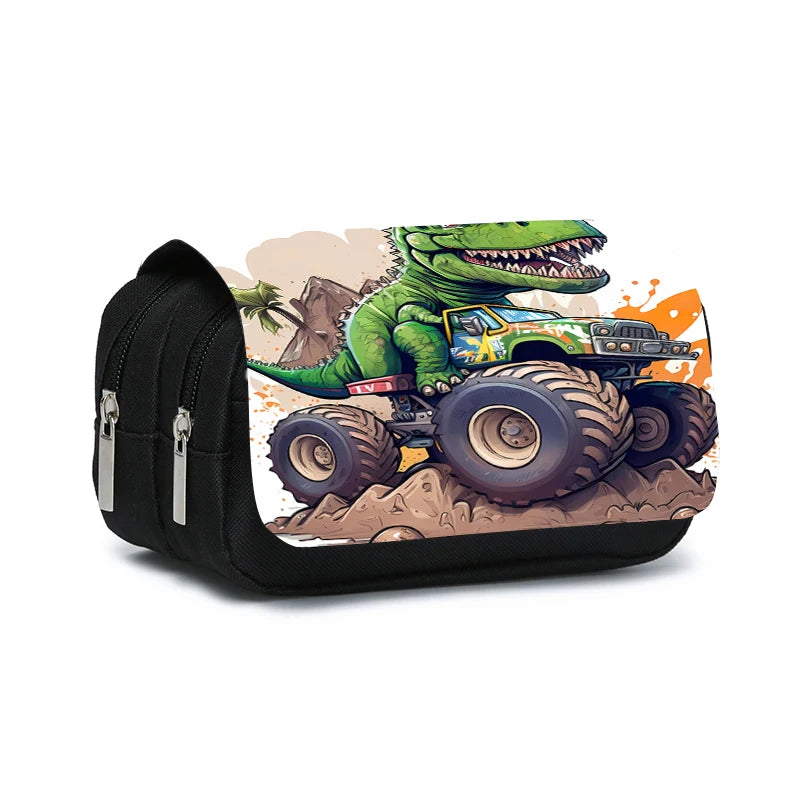 3D Dinosaur Pencil Case – Double-Layer Flip Pen Pouch for Kids