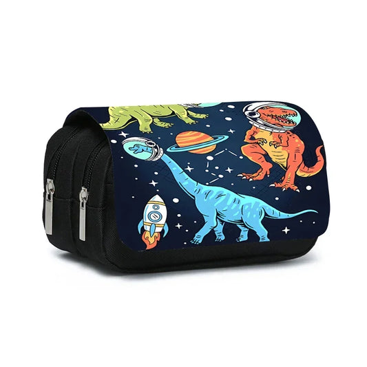 3D Dinosaur Pencil Case – Double-Layer Flip Pen Pouch for Kids