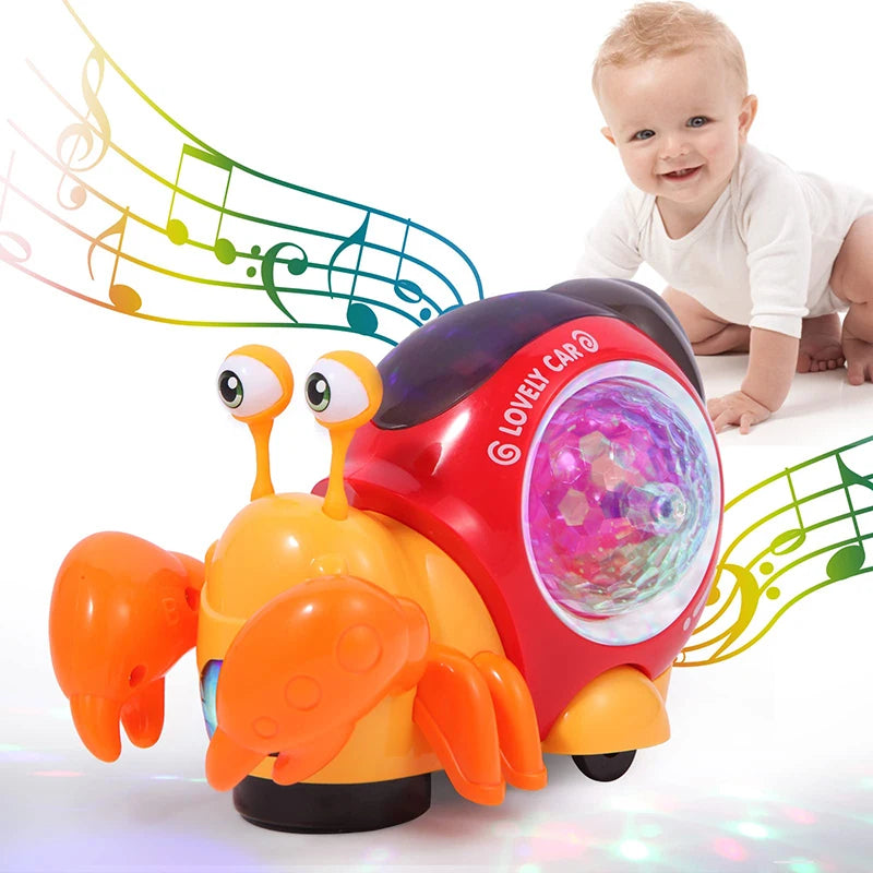 Crawling Crab & Snail Toy – Musical Light-Up Tummy Time Toy for Babies & Toddlers