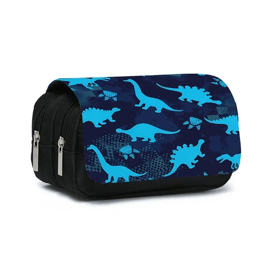 3D Dinosaur Pencil Case – Double-Layer Flip Pen Pouch for Kids