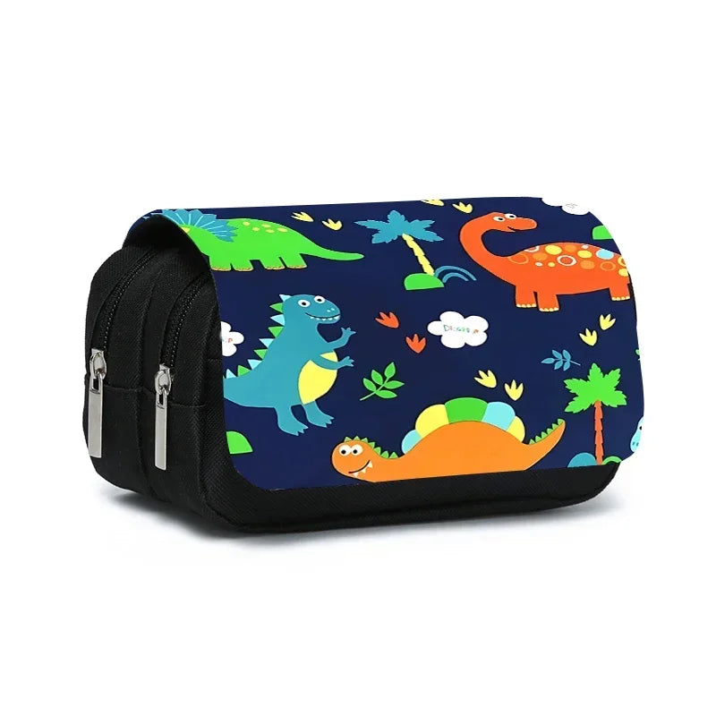 3D Dinosaur Pencil Case – Double-Layer Flip Pen Pouch for Kids