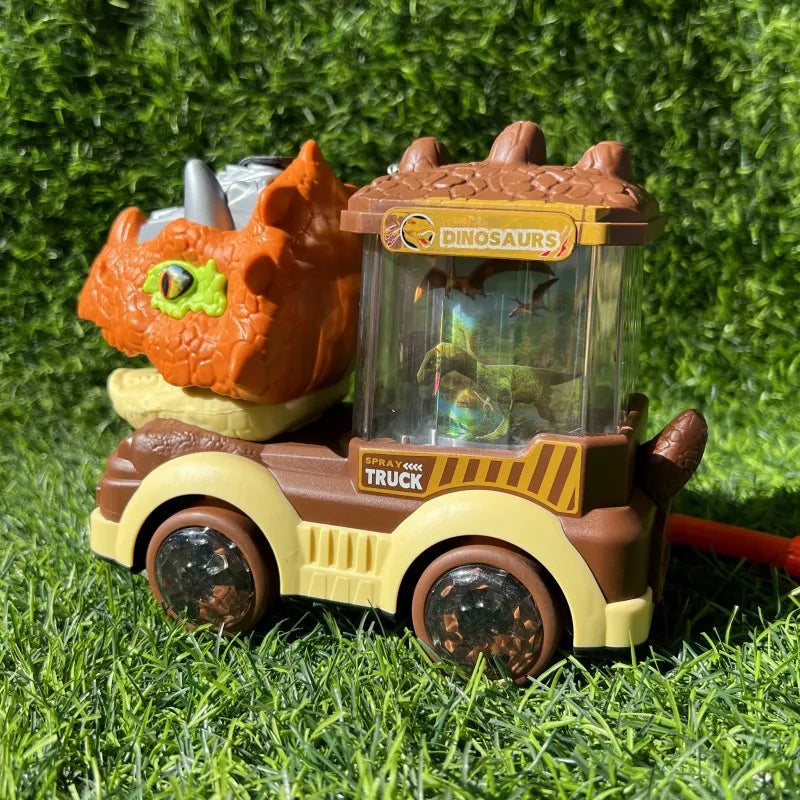 Dinosaur Spray Electric Car Toy – Light & Sound Interactive Triceratops & T-Rex for Kids