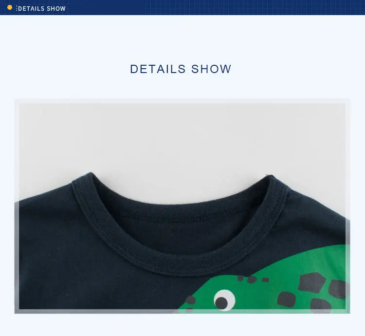 Summer Kids 3D Cartoon Dinosaur T-Shirt – 100% Cotton Boys & Girls Animal Print Tee