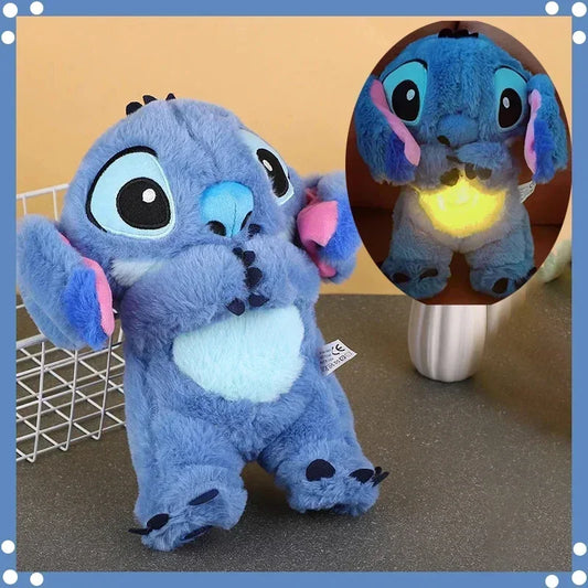 Kawaii Stitch Plush Sleeping Doll – Musical Light & Breathing Toy | Baby Soothing Sleep Companion
