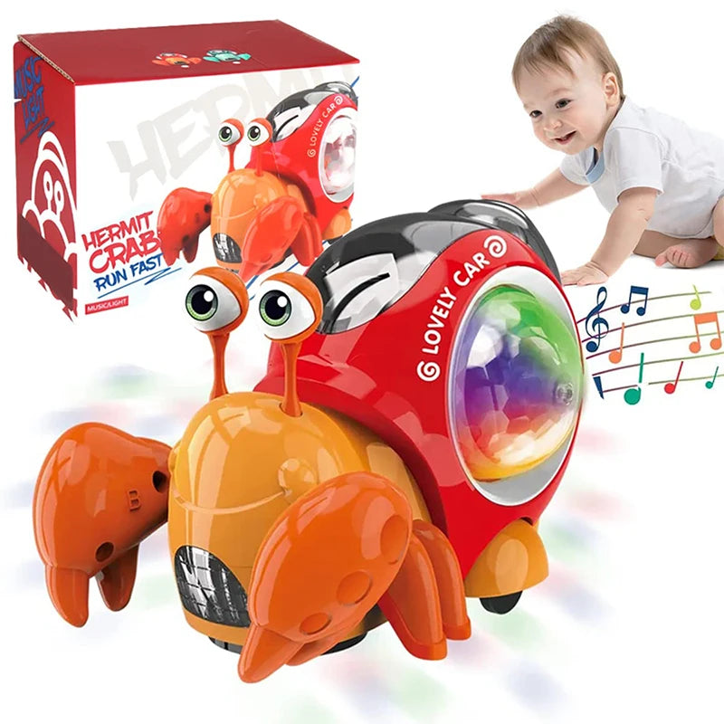 Crawling Crab & Snail Toy – Musical Light-Up Tummy Time Toy for Babies & Toddlers