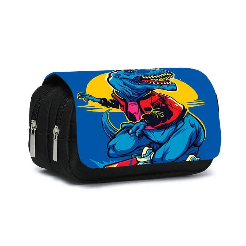 3D Dinosaur Pencil Case – Double-Layer Flip Pen Pouch for Kids