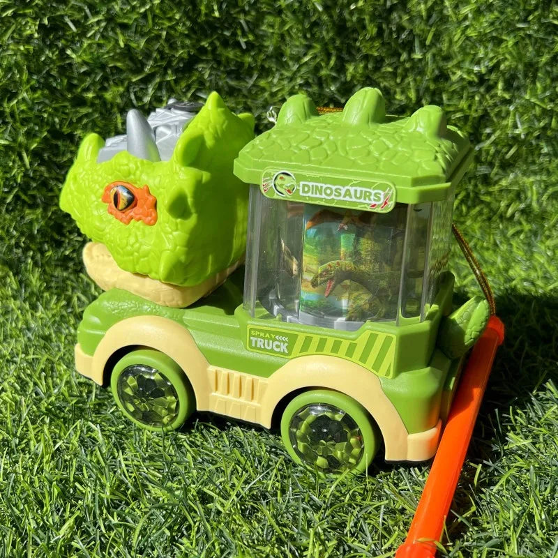 Dinosaur Spray Electric Car Toy – Light & Sound Interactive Triceratops & T-Rex for Kids