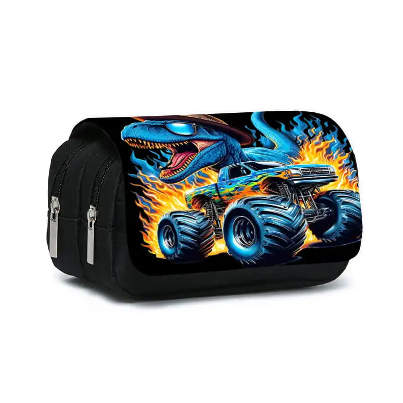 3D Dinosaur Pencil Case – Double-Layer Flip Pen Pouch for Kids