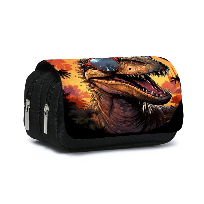 3D Dinosaur Pencil Case – Double-Layer Flip Pen Pouch for Kids