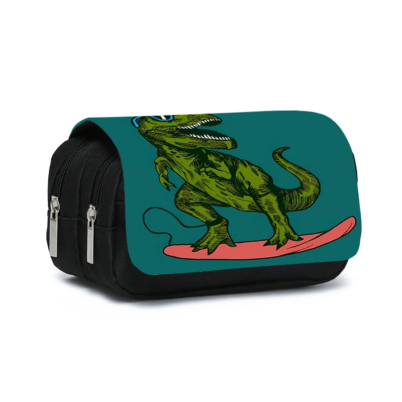 3D Dinosaur Pencil Case – Double-Layer Flip Pen Pouch for Kids