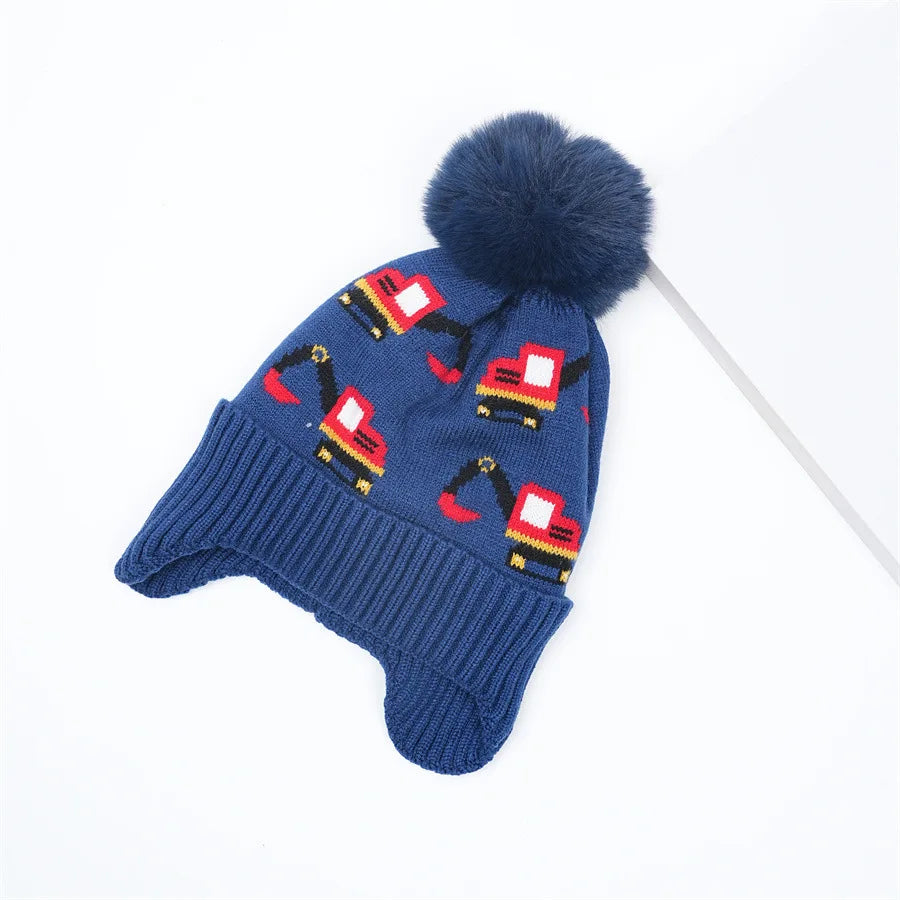 Warm Excavator Beanie with Earflaps (2–8Y)