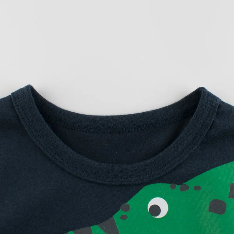 Summer Kids 3D Cartoon Dinosaur T-Shirt – 100% Cotton Boys & Girls Animal Print Tee