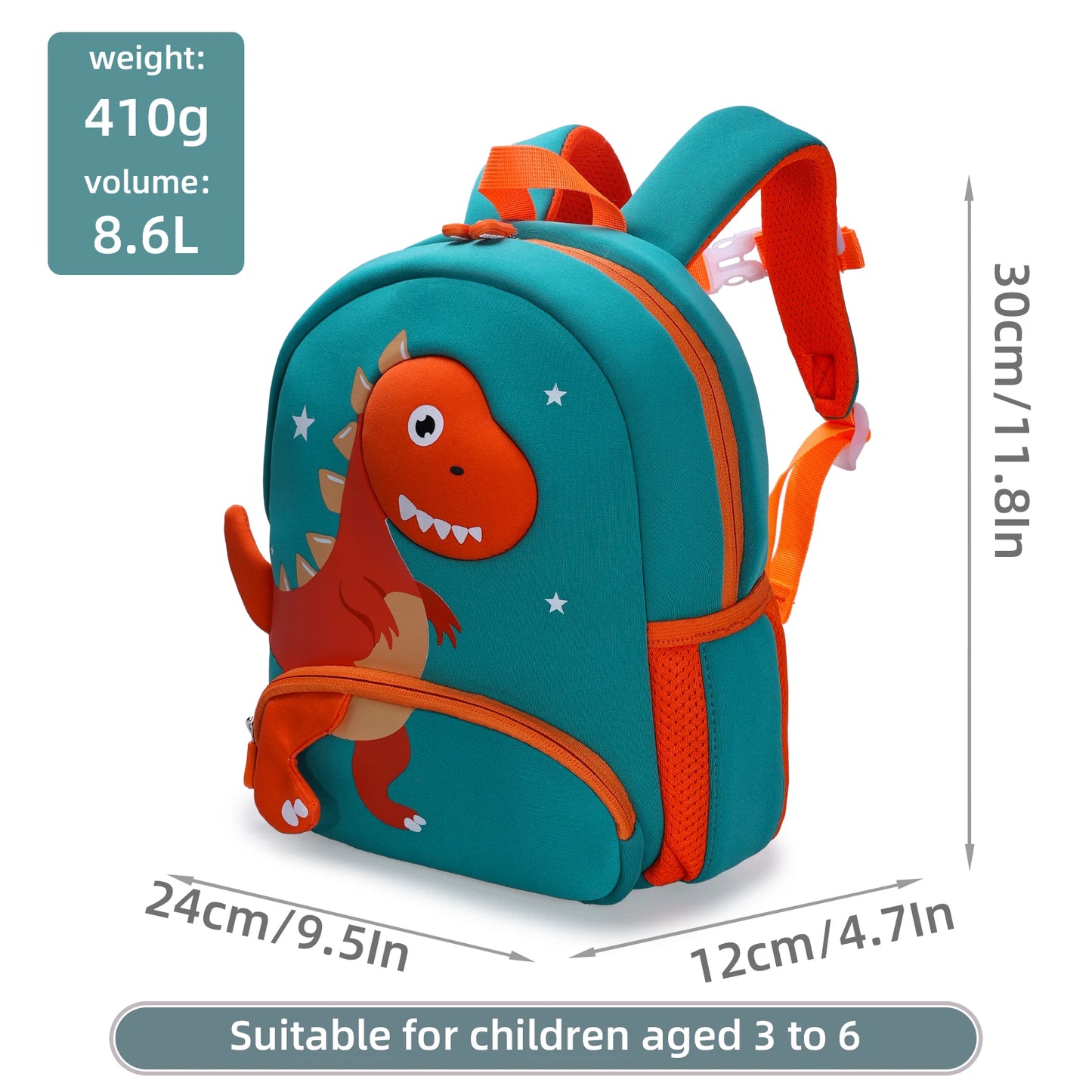 Dinosaur Toddler Backpack – Preschool Neoprene Schoolbag for Boys & Girls