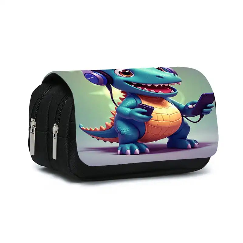 3D Dinosaur Pencil Case – Double-Layer Flip Pen Pouch for Kids