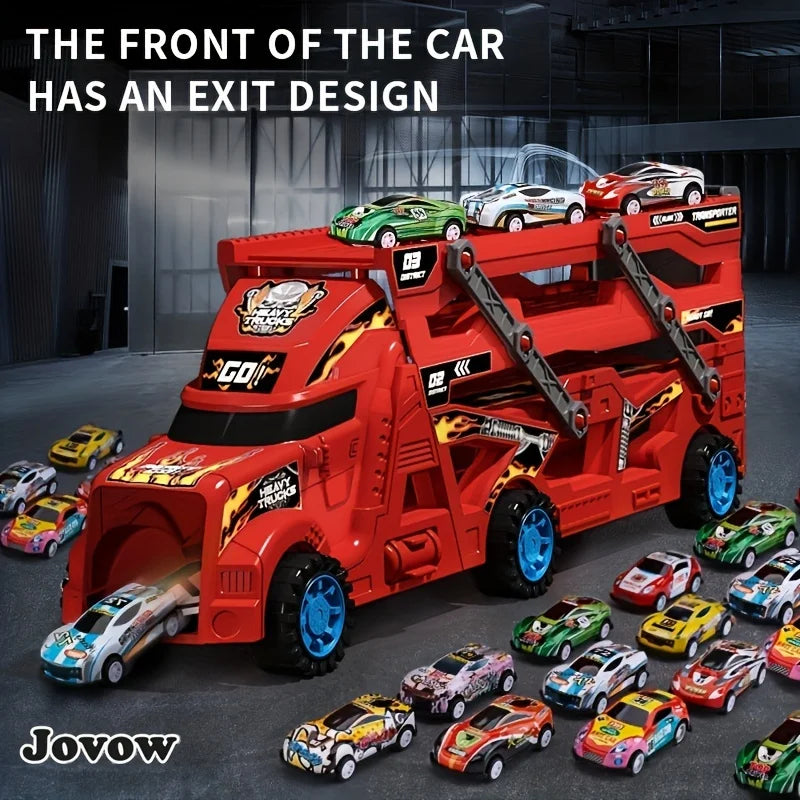 Large Deformation Transporter Truck with Folding Racing Track – Educational Car Toy for Kids
