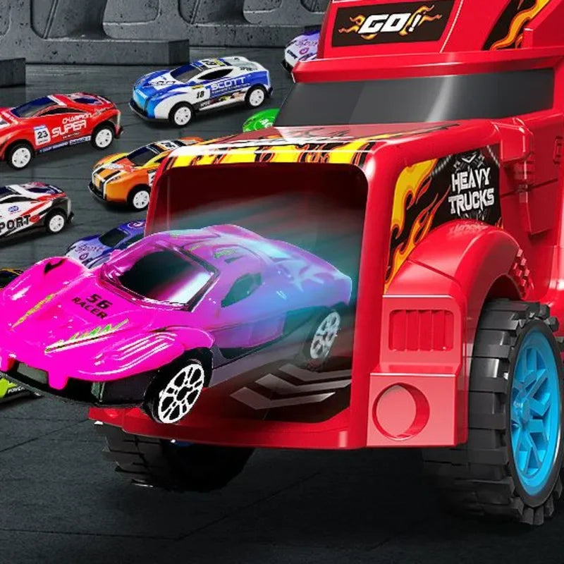 Large Deformation Transporter Truck with Folding Racing Track – Educational Car Toy for Kids