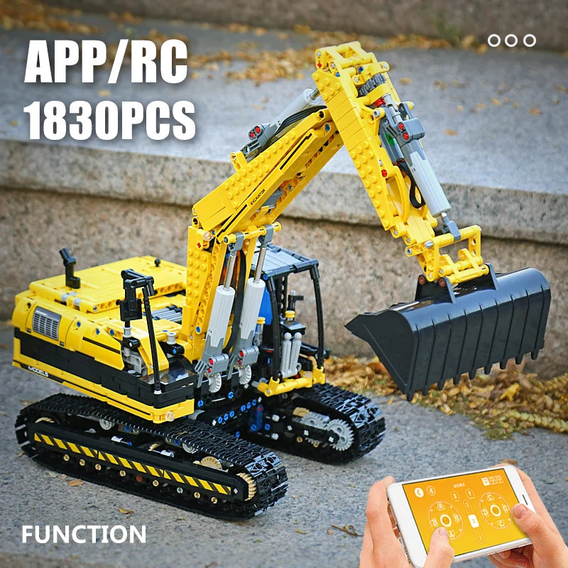 MOULD KING 13112 Motorized Excavator – Remote Control MOC Building Block Set for Kids