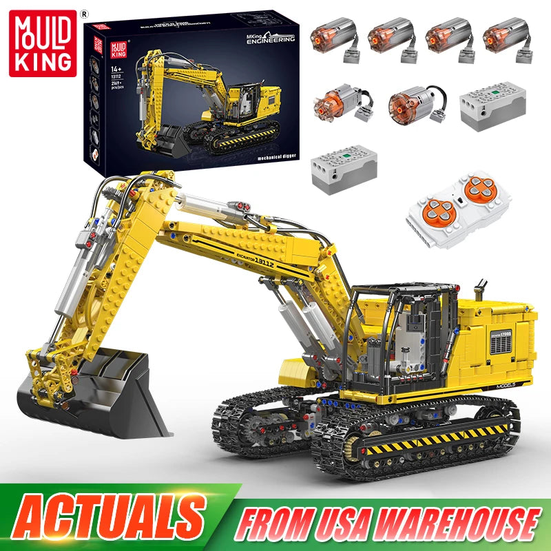 MOULD KING 13112 Motorized Excavator – Remote Control MOC Building Block Set for Kids