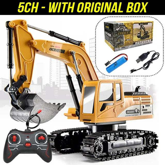 RC Excavator 1:24 Scale – 2.4GHz 6-Channel Remote Control Construction Truck Toy for Kids