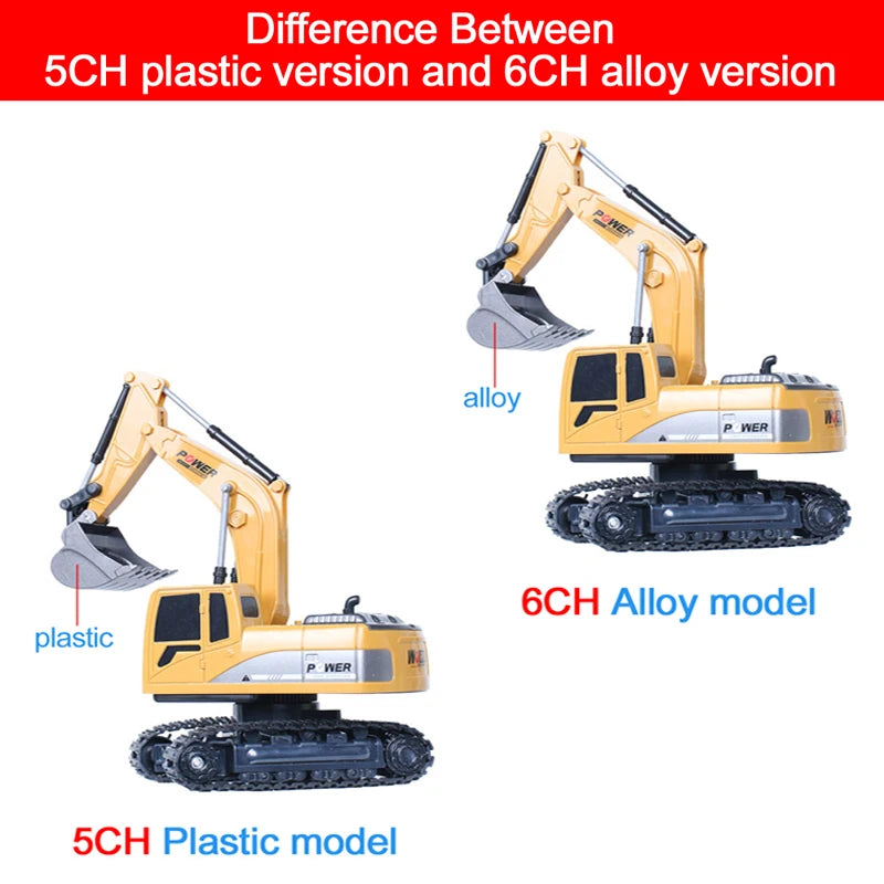 RC Excavator 1:24 Scale – 2.4GHz 6-Channel Remote Control Construction Truck Toy for Kids