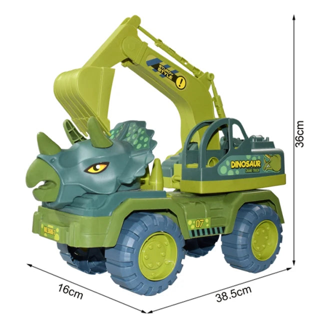 Dinosaur Construction Vehicle Toy Set – Excavator, Dump Truck & Engineering Car Toys for Kids