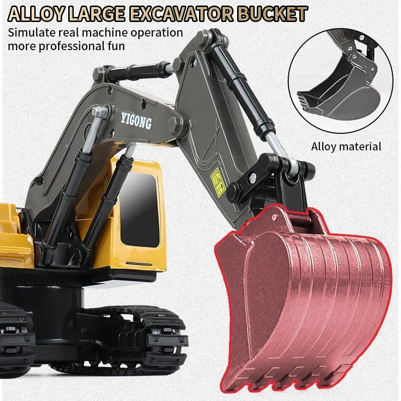 4WD Professional Remote Control Excavator Alloy Dump Truck Bulldozer Model RC Car