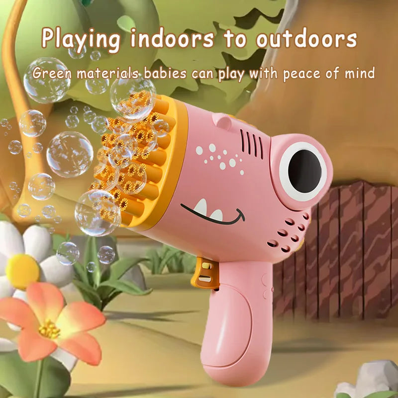 40-Hole Dinosaur Bubble Gun – Multi-Hole Outdoor Bubble Blower Toy
