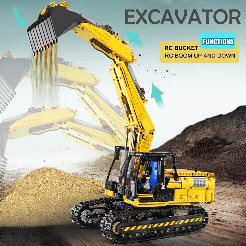 MOULD KING 13112 Motorized Excavator – Remote Control MOC Building Block Set for Kids