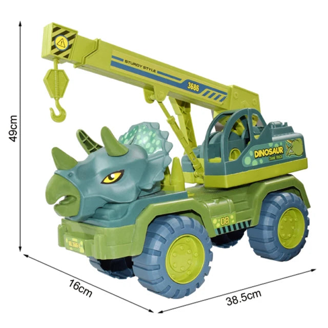 Dinosaur Construction Vehicle Toy Set – Excavator, Dump Truck & Engineering Car Toys for Kids