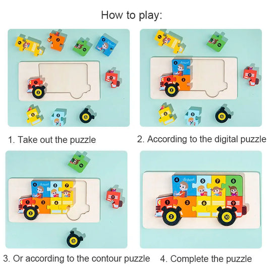 3D Puzzle Wooden Dinosaur Animal Jigsaw Puzzle