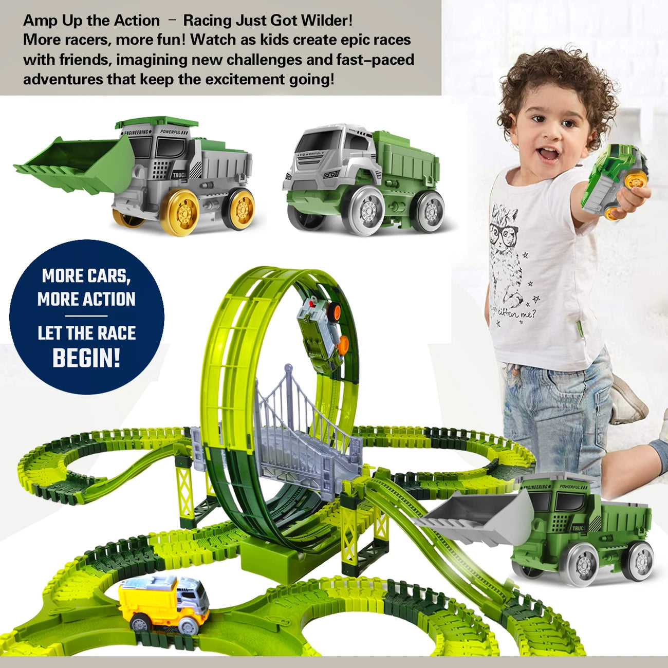 Dinosaur Race Track Toy Set – Flexible Magic Tracks with Electric Cars | Educational Climbing Puzzle Toy for Kids