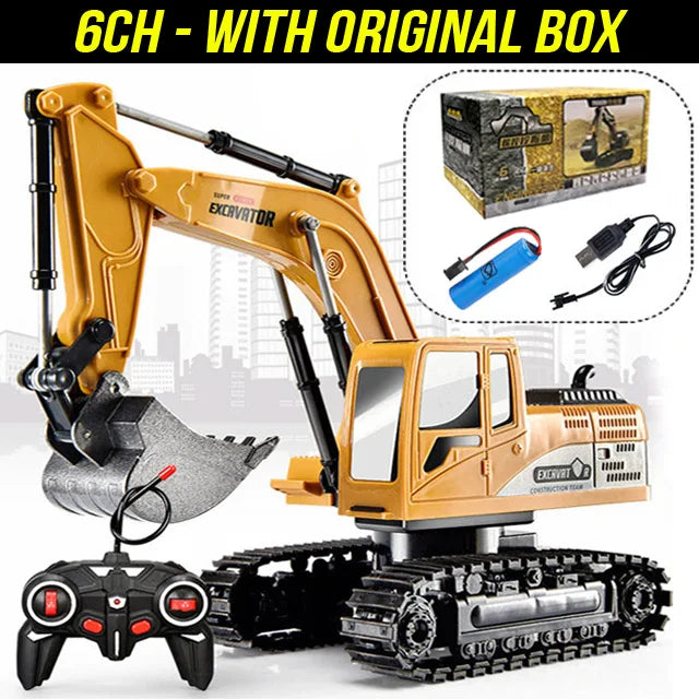RC Excavator 1:24 Scale – 2.4GHz 6-Channel Remote Control Construction Truck Toy for Kids