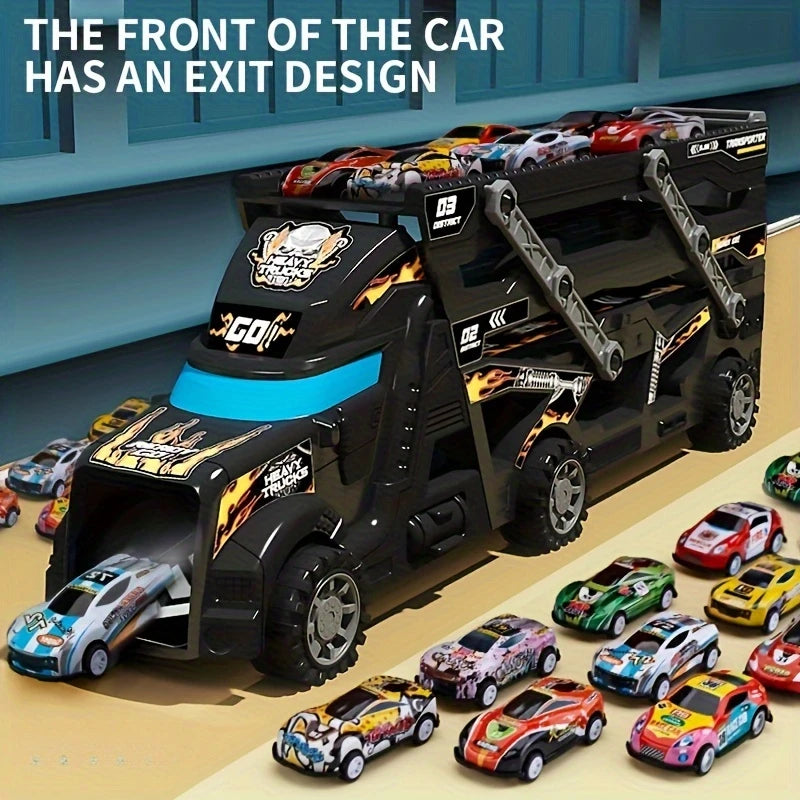 Large Deformation Transporter Truck with Folding Racing Track – Educational Car Toy for Kids