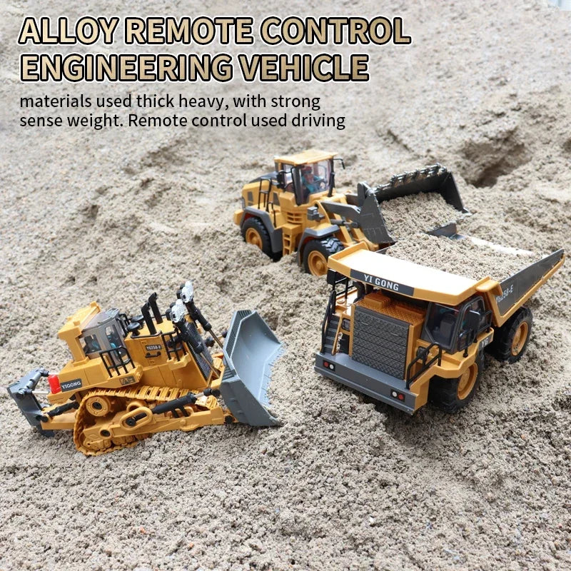 4WD Professional Remote Control Excavator Alloy Dump Truck Bulldozer Model RC Car