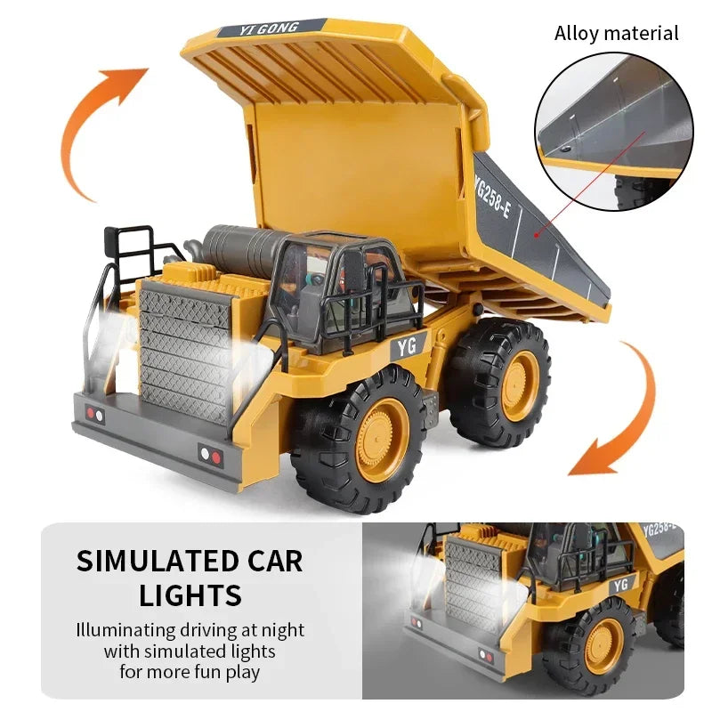 4WD Professional Remote Control Excavator Alloy Dump Truck Bulldozer Model RC Car