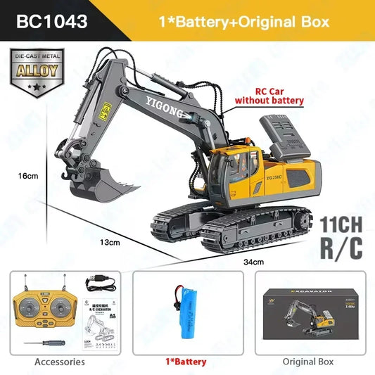 4WD Professional Remote Control Excavator Alloy Dump Truck Bulldozer Model RC Car