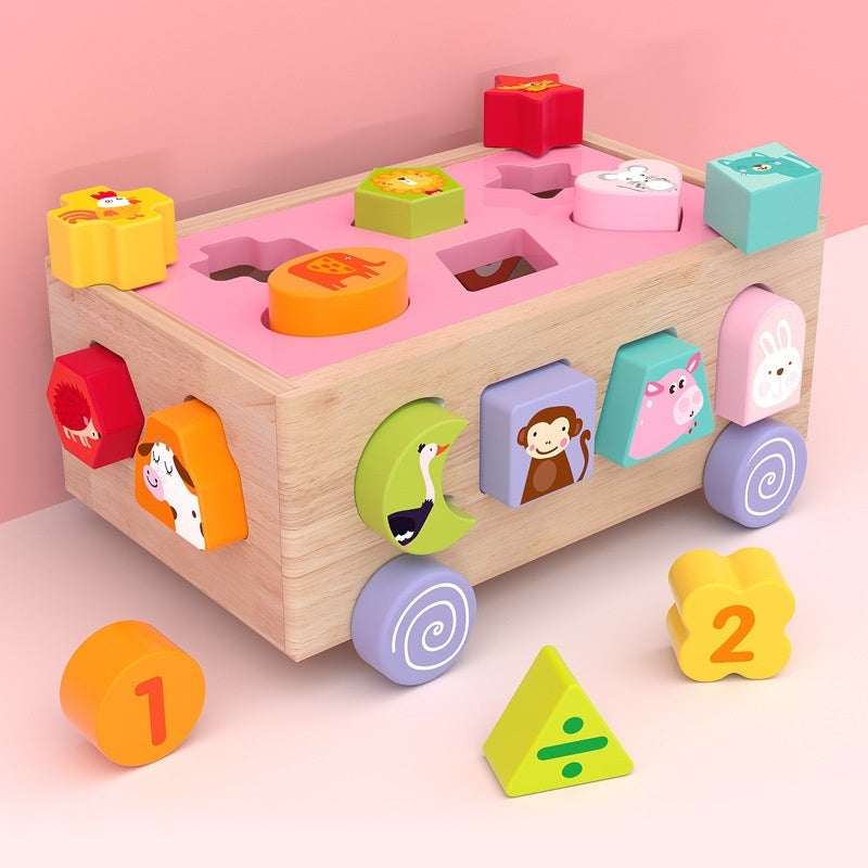Children’s Wooden Educational Smart Car – Multi-Function Early Learning Building Blocks Toy (4–6Y)